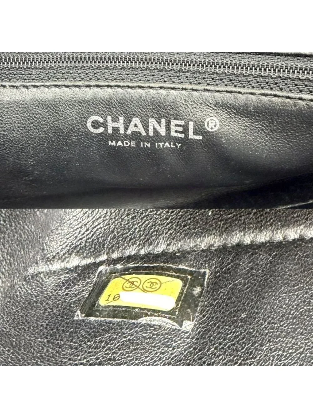 Chanel Shoulder Bag CC Logo Quilted Leather Black Silver